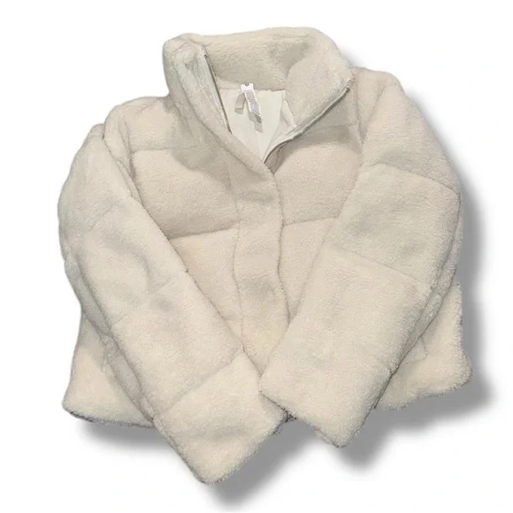 NWOT Lululemon Wunder Puff Cropped Jacket Texture Fleece Goose Down Bone sz 6 - Picture 16 of 16